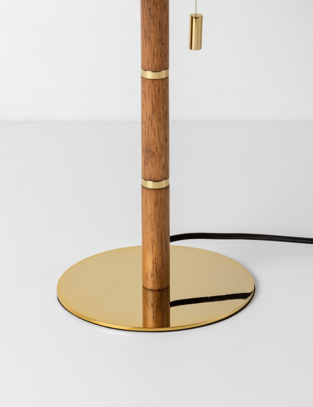 Houseof Wooden and Brass Disk Table Lamp Wood and Brass