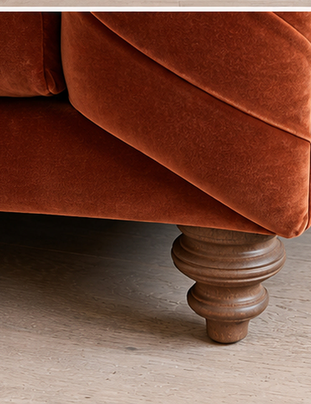 Hugo Chesterfield Love Seat in Cotton Velvet Rust