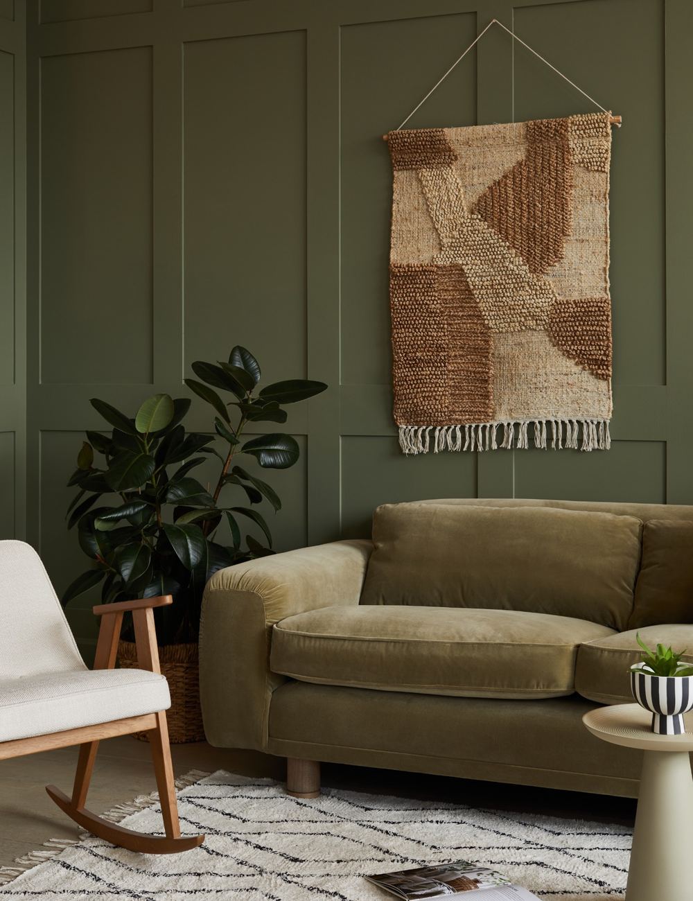 Jethro Sofa 4 Seater in Velvet Khaki