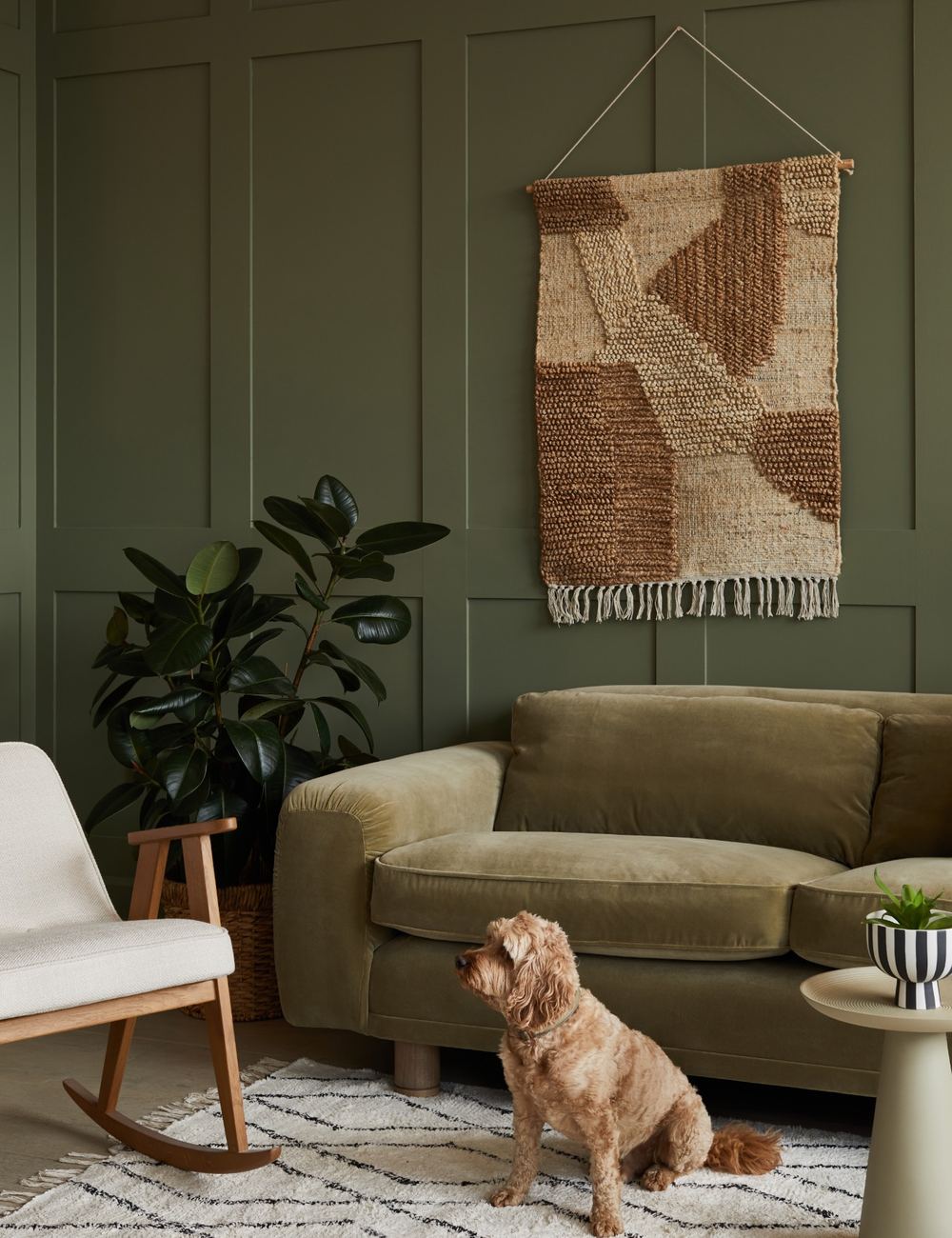 Jethro Sofa 4 Seater in Velvet Khaki