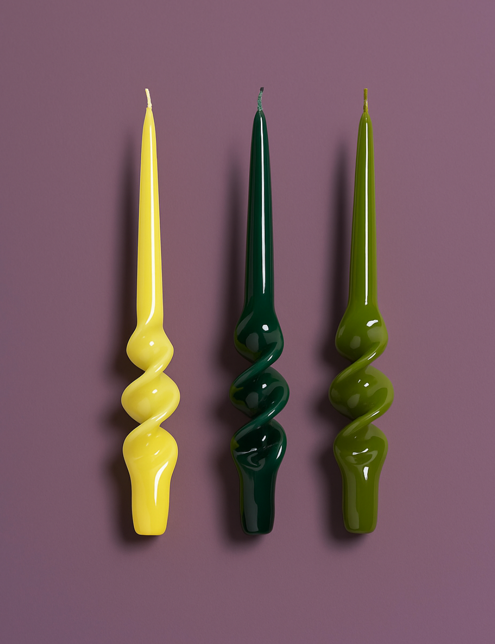 Klevering Green Alpha Candles (Set of 3)
