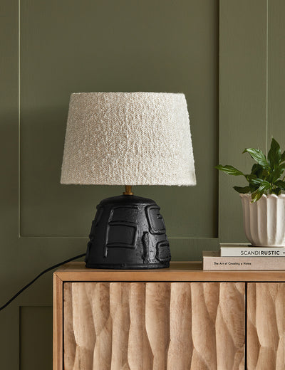 Monochrome Table Lamp With Boucle Lampshade