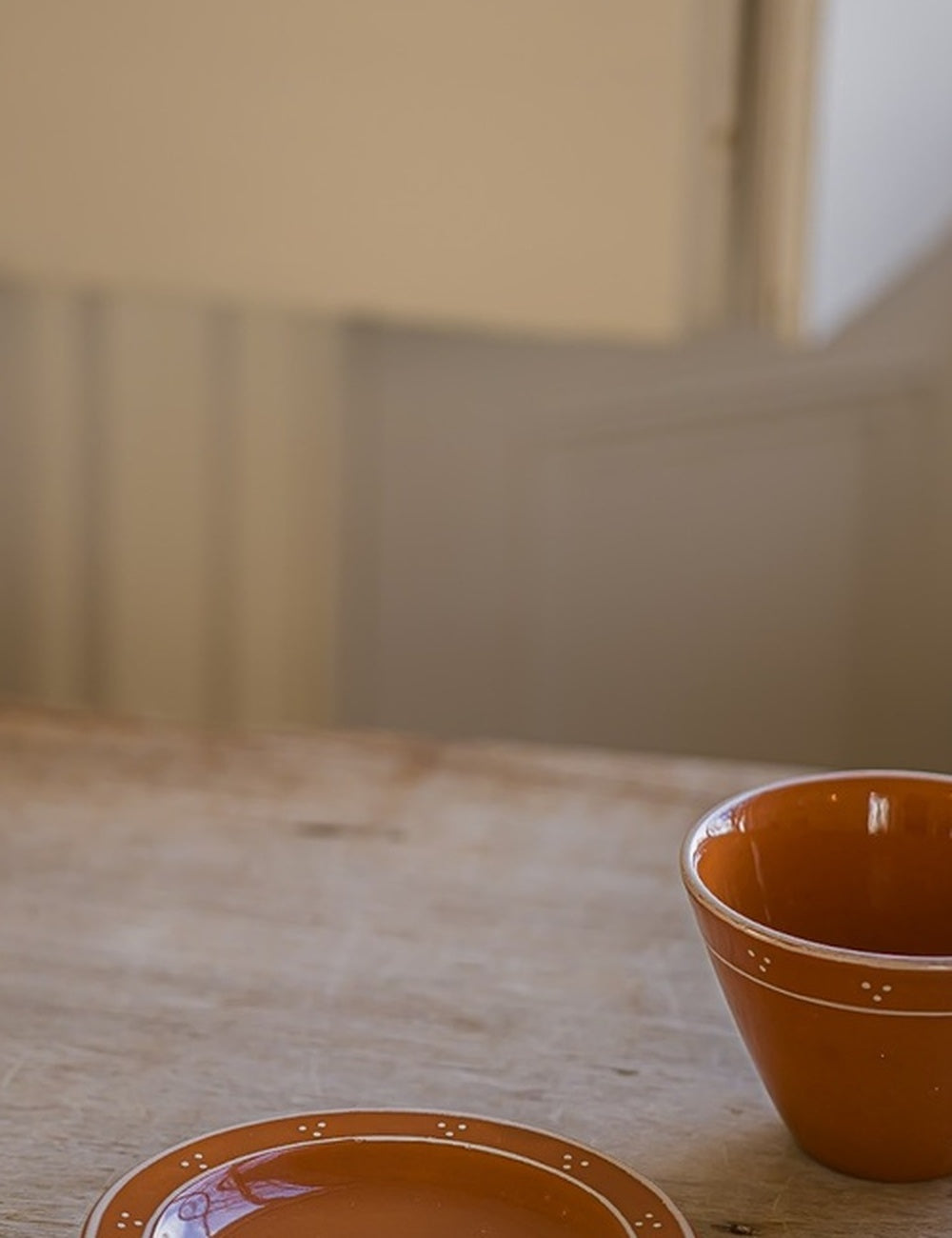 Breakfast Table Tea Cup & Plate in Terracotta