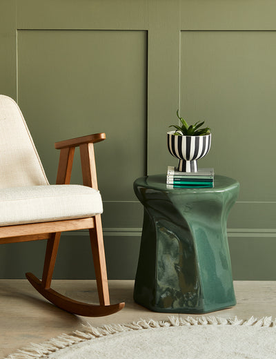 Olive Green Glossy Side Table
