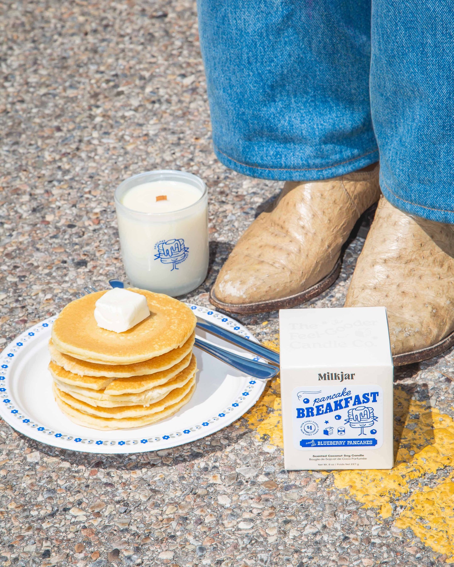 Milk Jar Pancake Breakfast Candle