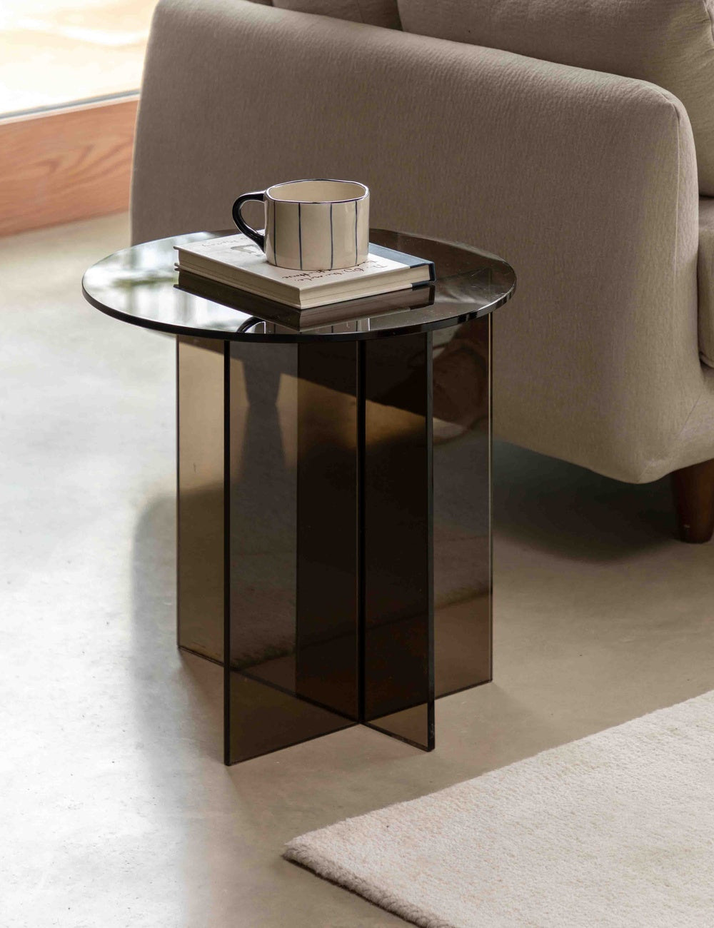 Tinto Charcoal Glass Side Table