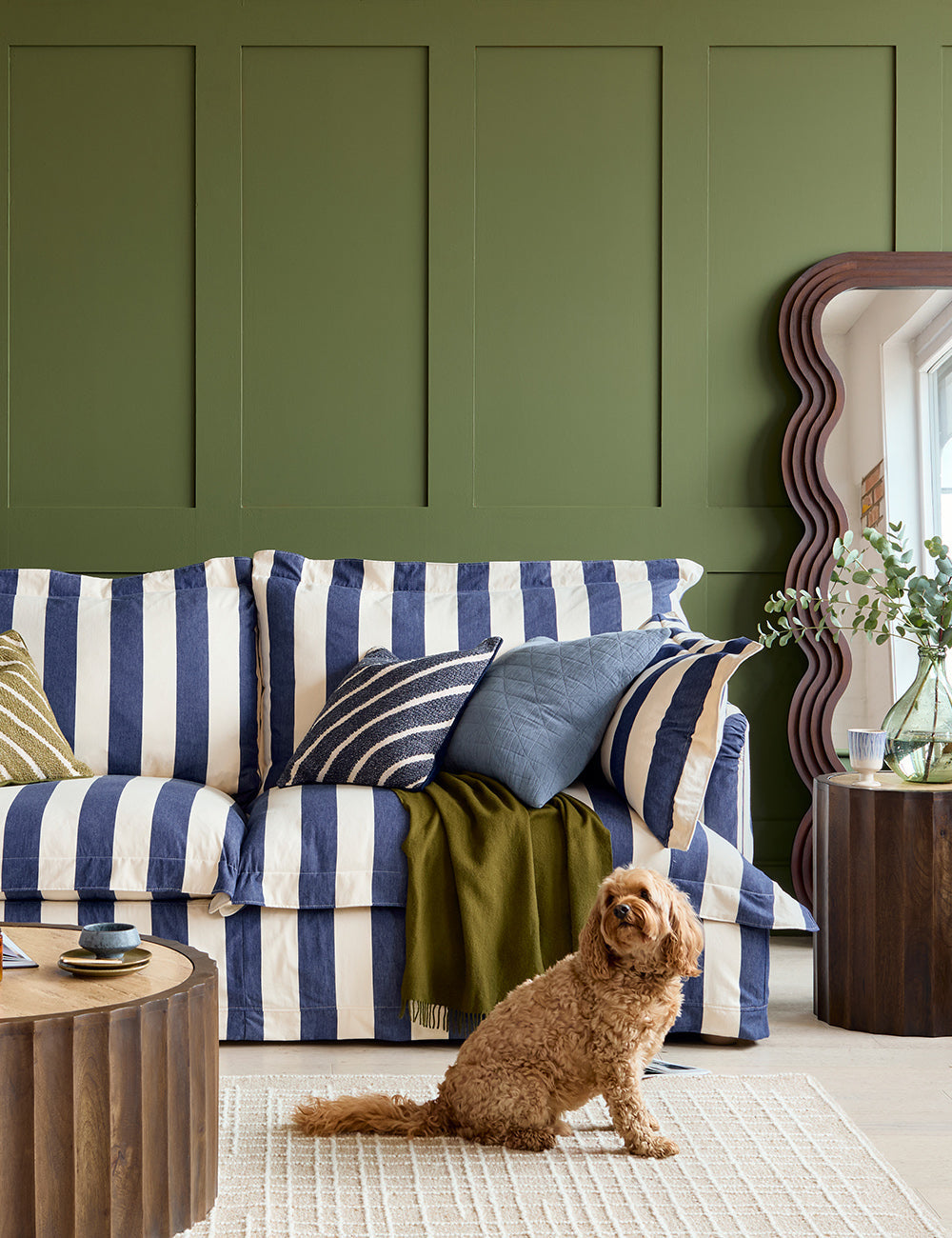 Bella 3 Seater Sofa in Stripe Indigo