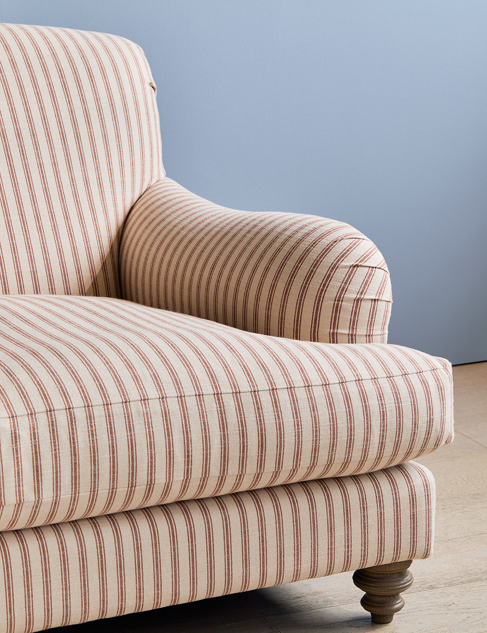 Betsy 2 Seater Sofa in Ticking Stripe Terracotta