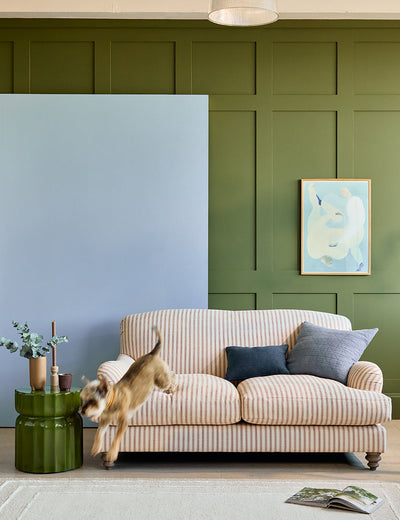 Betsy 2 Seater Sofa in Ticking Stripe Terracotta