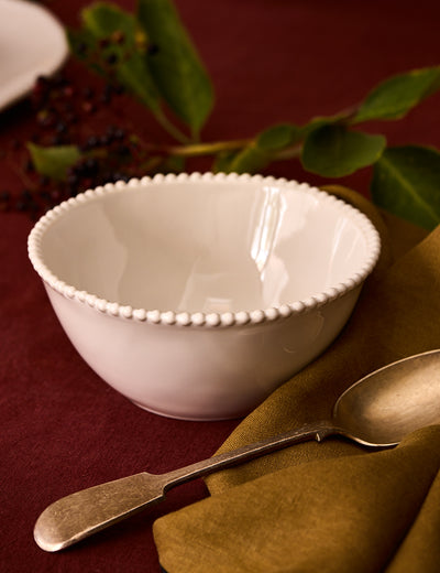 Set of 4 Organic Beaded Bowl White
