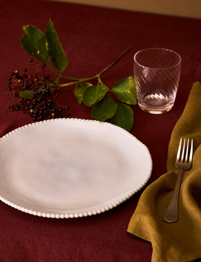 Set of 4 Organic Beaded Dinner Plate White