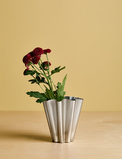 Brushed Silver Pleat Vase