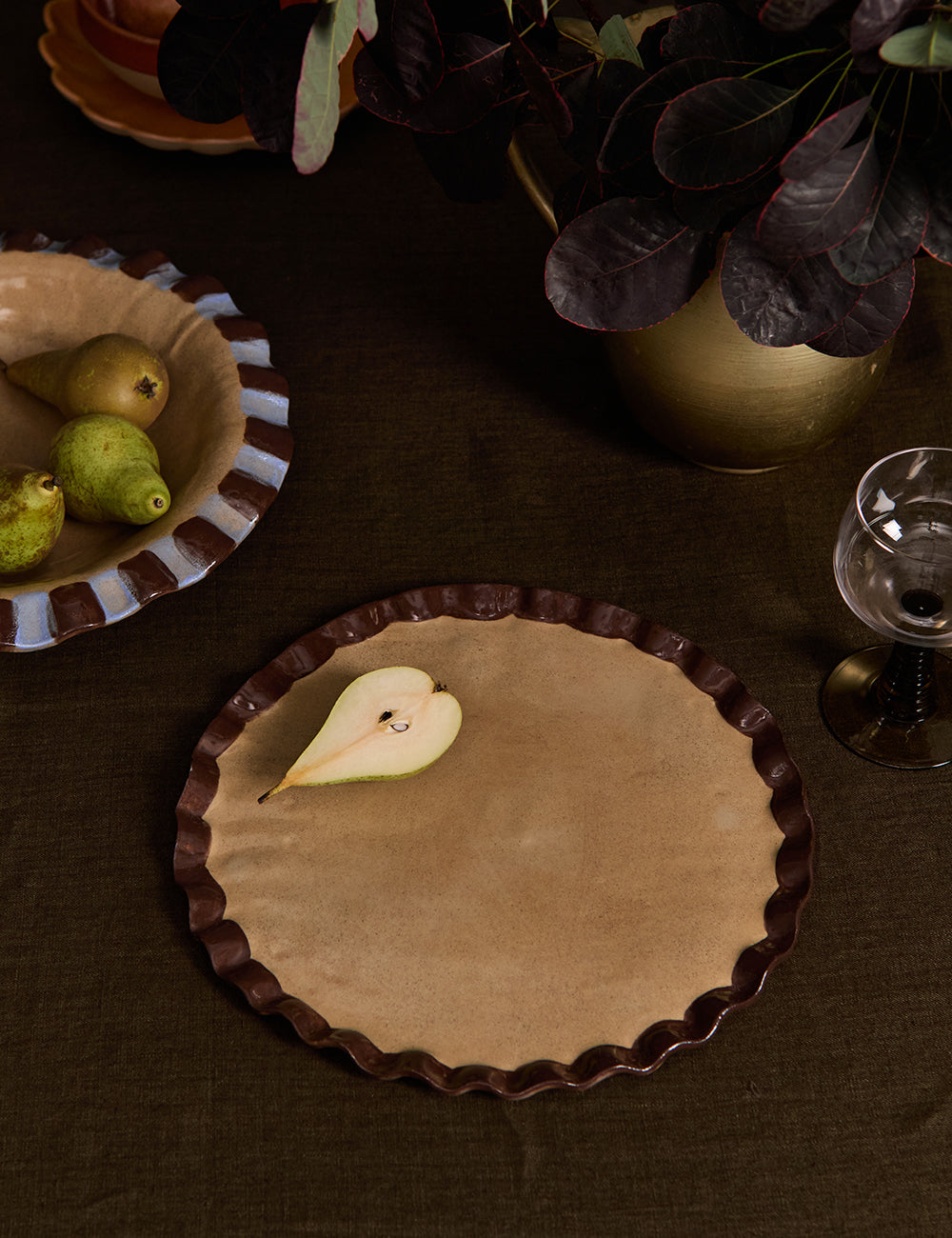 Chocolate Brown Edged Frill Platter