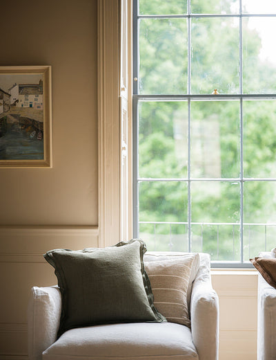 The Salthouse Linen Cushion in Moss