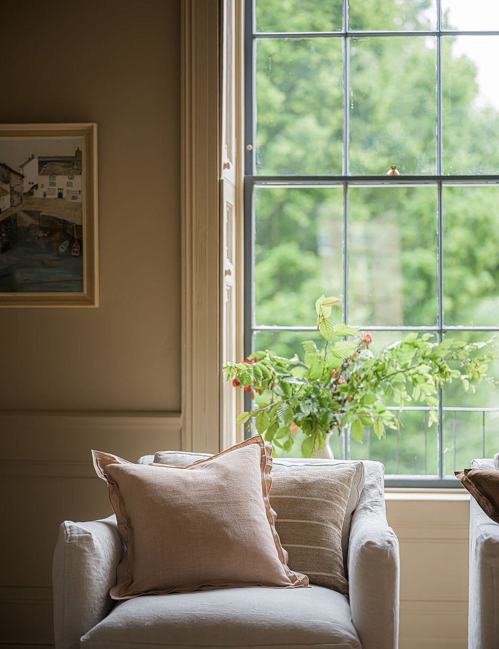 The Salthouse Linen Cushion in Clay
