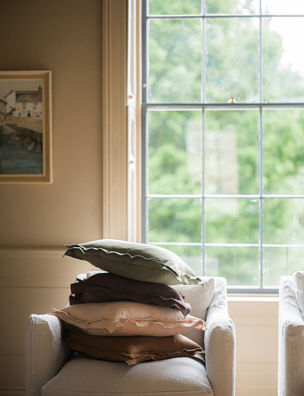 The Salthouse Linen Cushion in Clay
