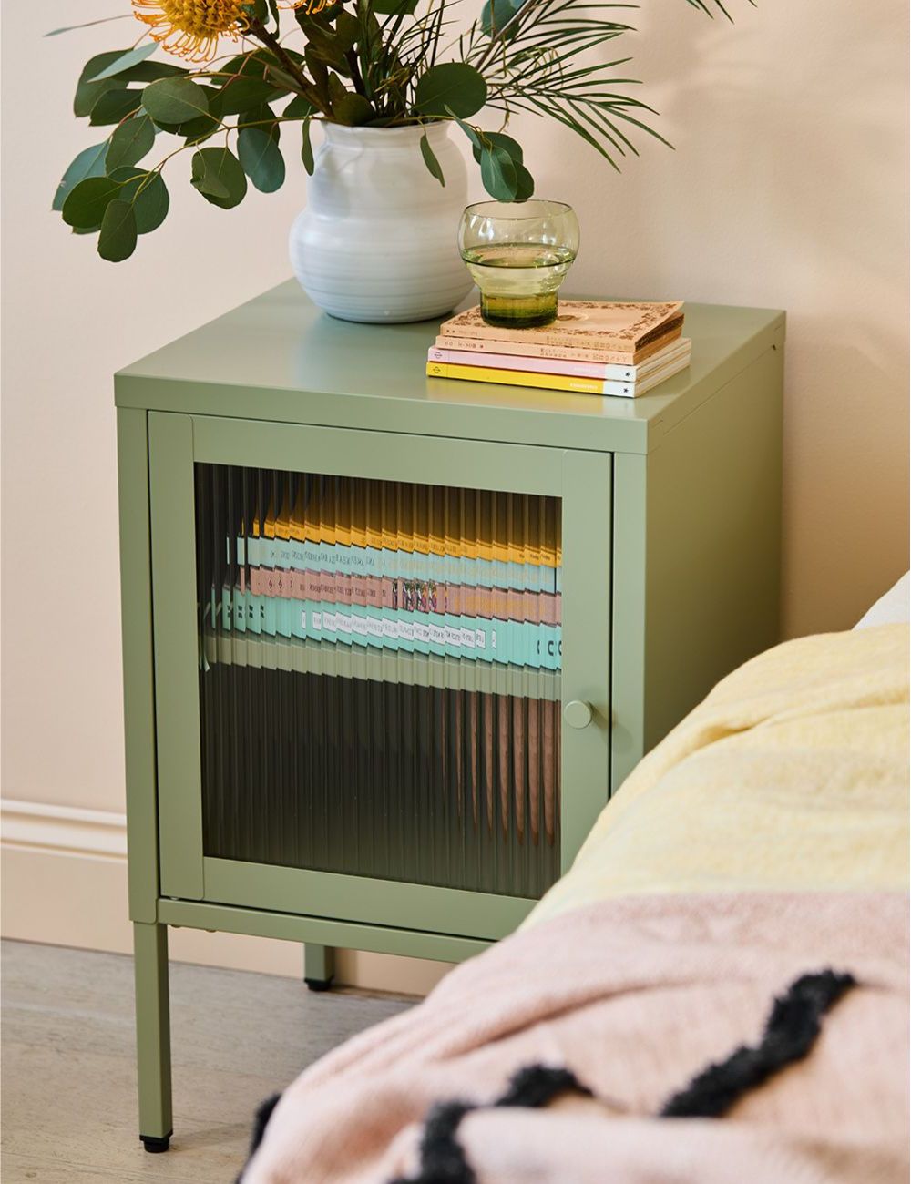 Small Simkin Bedside Cabinet in Sage Left Hand Opening