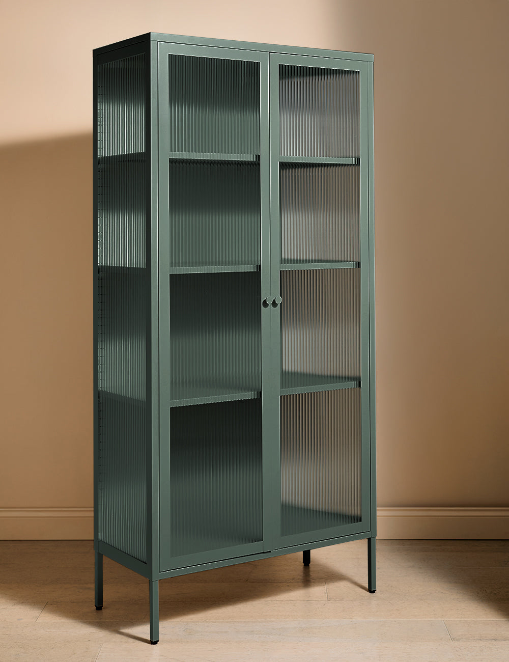 Tall Taylor Glass Cabinet in Olive