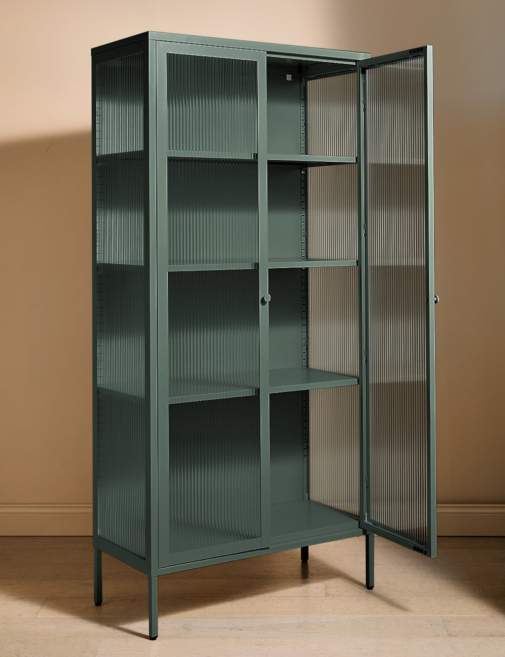 Tall Taylor Glass Cabinet in Olive
