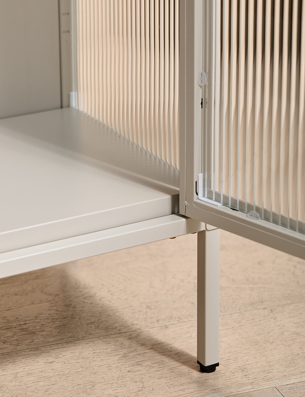 Tall Taylor Glass Cabinet in Panna Cotta