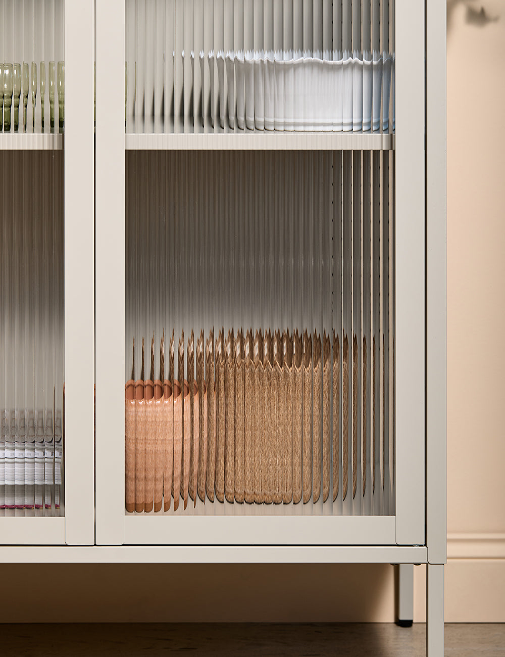 Tall Taylor Glass Cabinet in Panna Cotta
