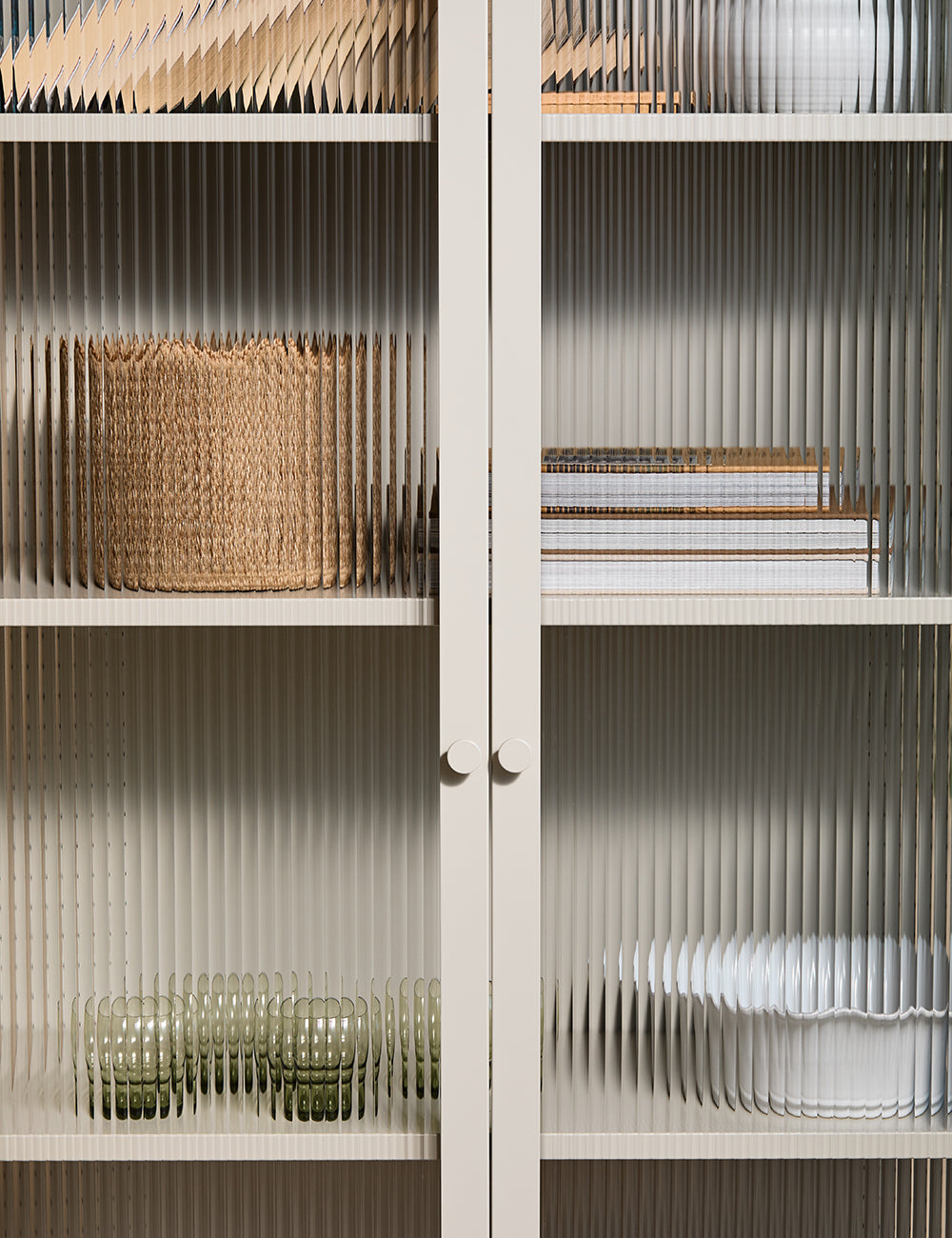Tall Taylor Glass Cabinet in Panna Cotta