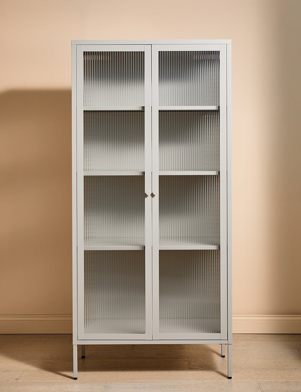 Tall Taylor Glass Cabinet in Panna Cotta