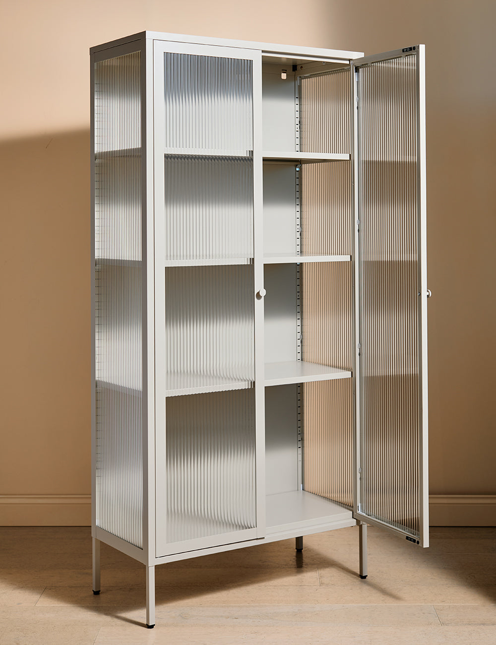 Tall Taylor Glass Cabinet in Panna Cotta