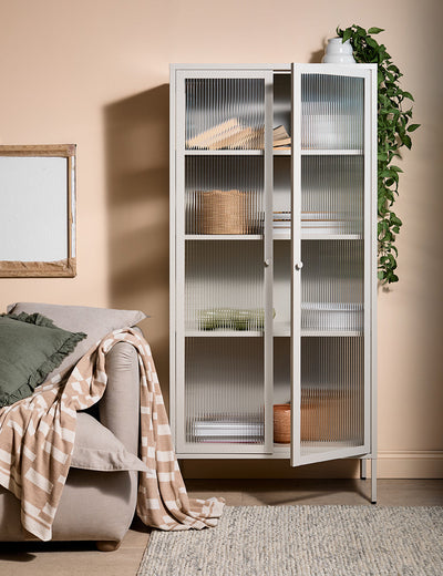 Tall Taylor Glass Cabinet in Panna Cotta