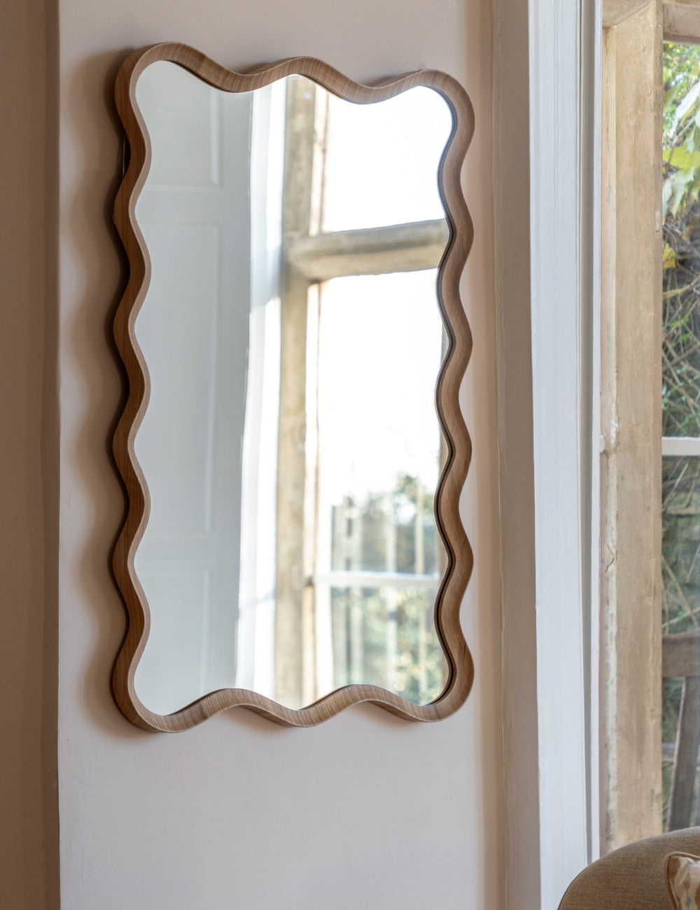 Ripple Oak Mirror
