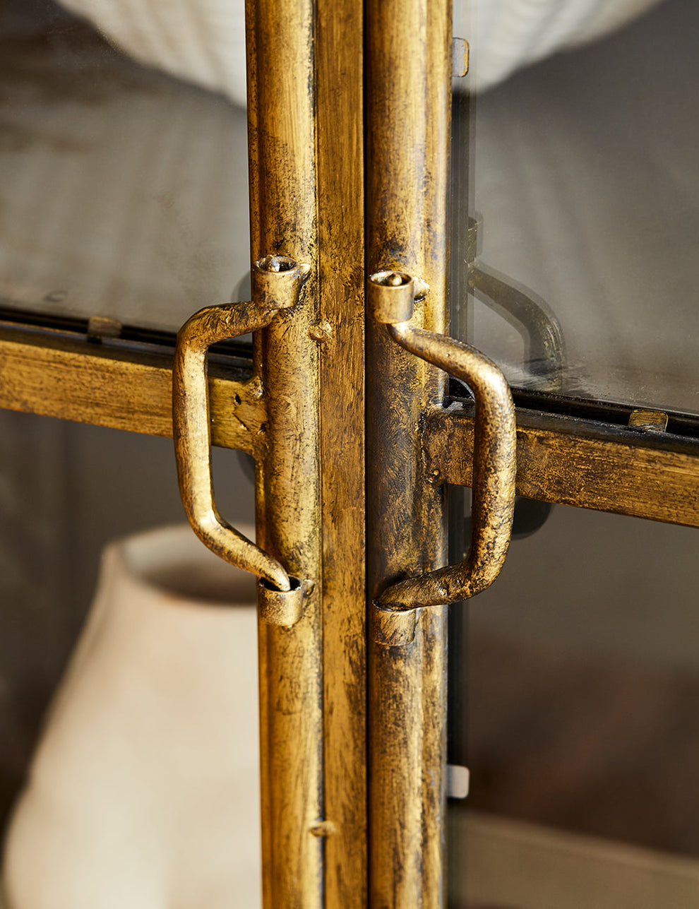 Antique Brass & Glass Display Cabinet handles