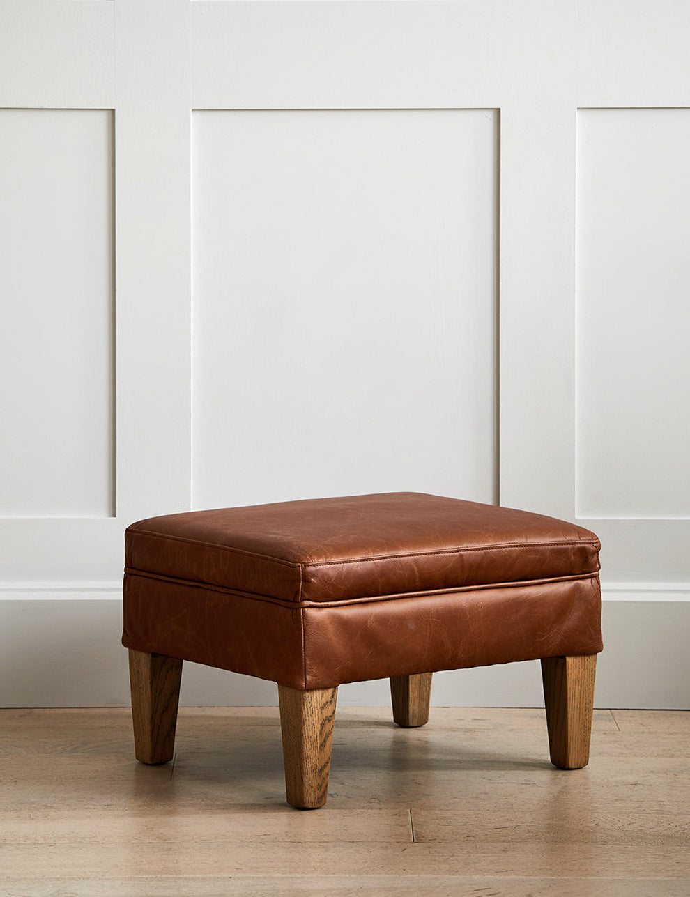 Arizona Brown Leather  Footstool