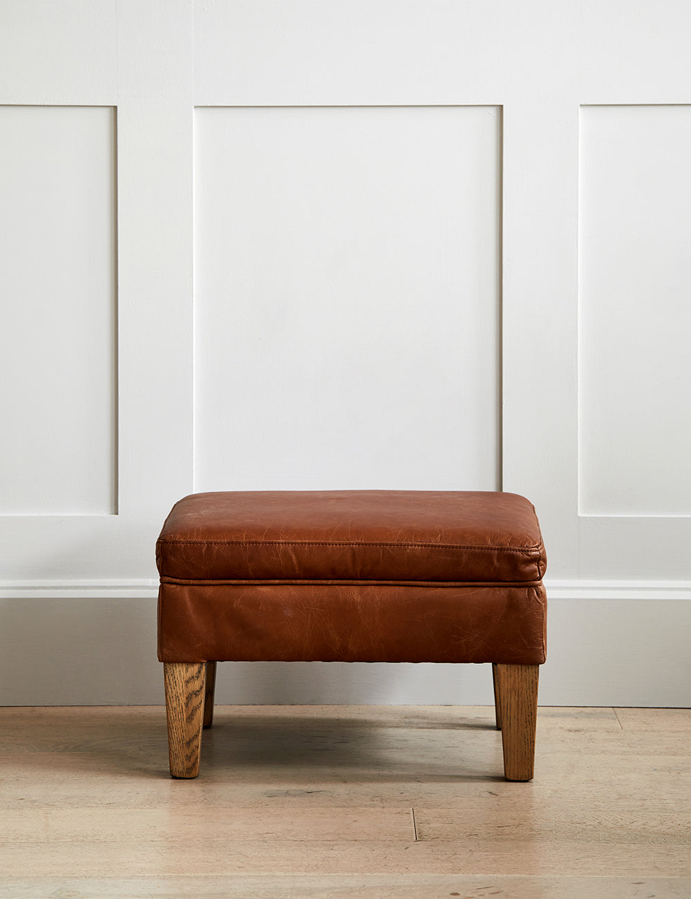 Arizona Brown Leather  Footstool