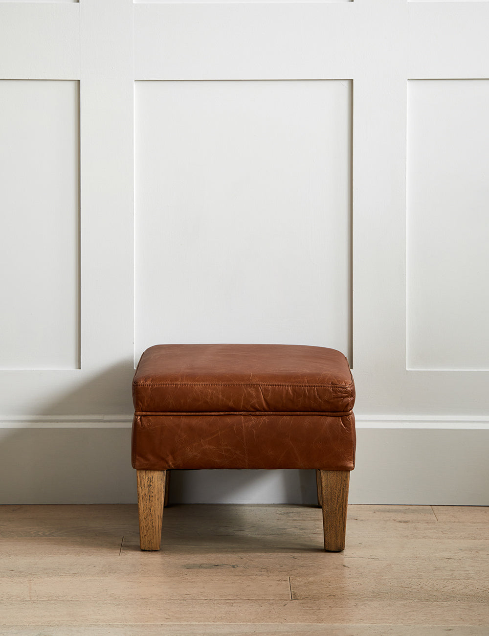 Arizona Brown Leather  Footstool