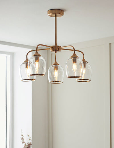 Fitzroy 5 Pendant Light Brushed Aged Brass