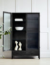 Black Fluted Glass Double Display Cabinet