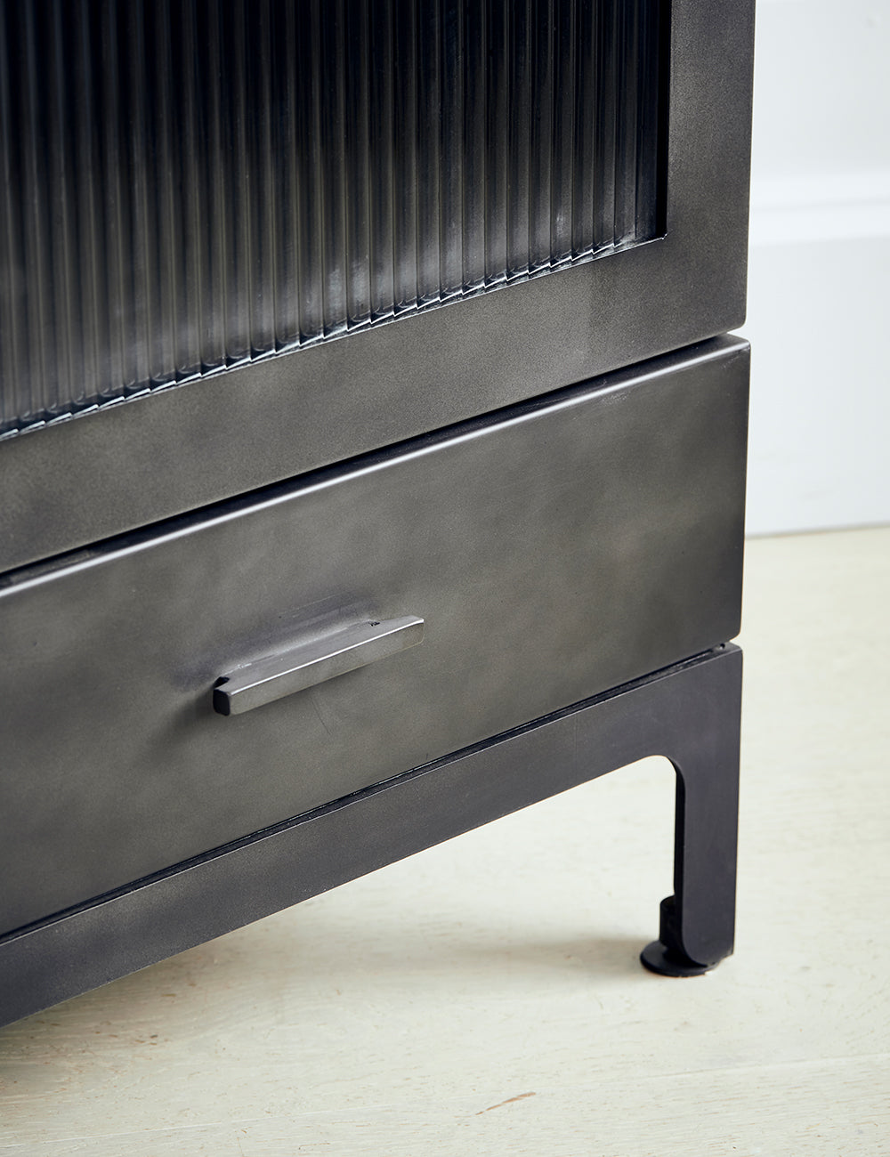 Black Fluted Glass Double Display Cabinet