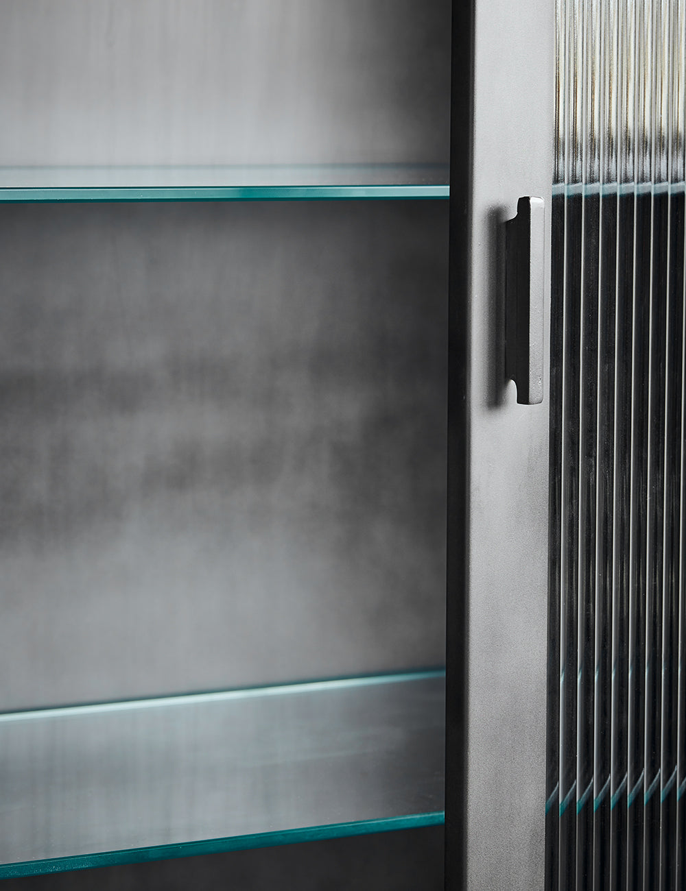 Black Fluted Glass Double Display Cabinet