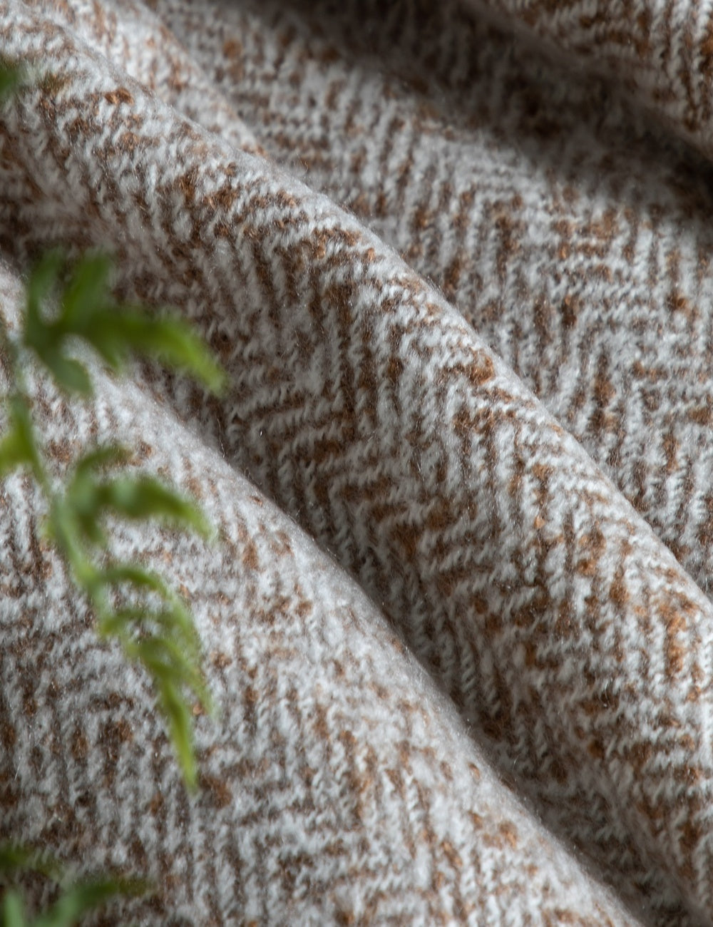 Herringbone Faux Mohair Throw Tan