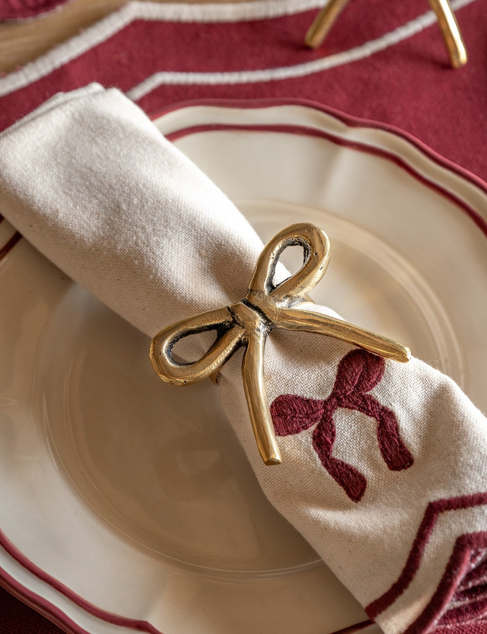 Set of 4 Gold Bow Napkin Rings