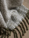 Herringbone Faux Mohair Throw Olive