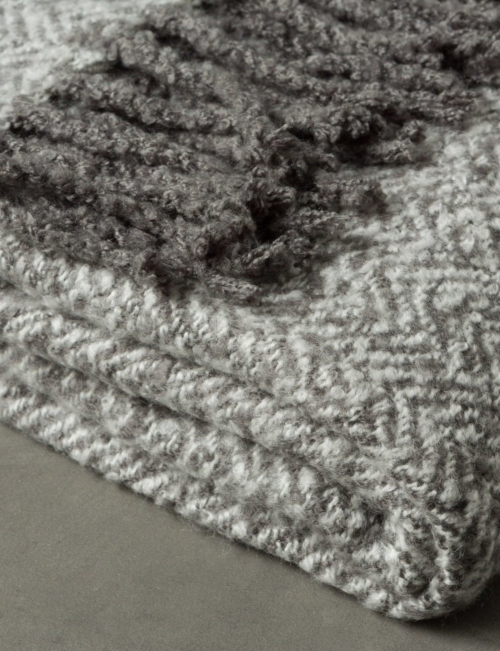 Herringbone Faux Mohair Throw Grey