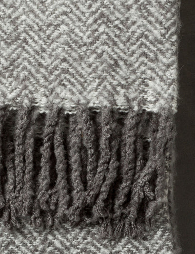 Herringbone Faux Mohair Throw Grey