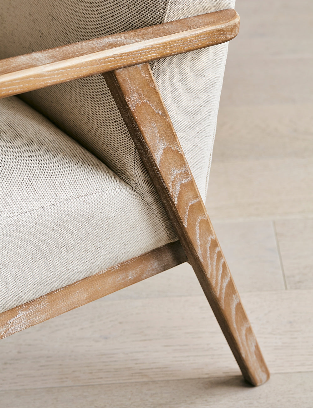 Jessica Natural Linen Armchair detail of arm
