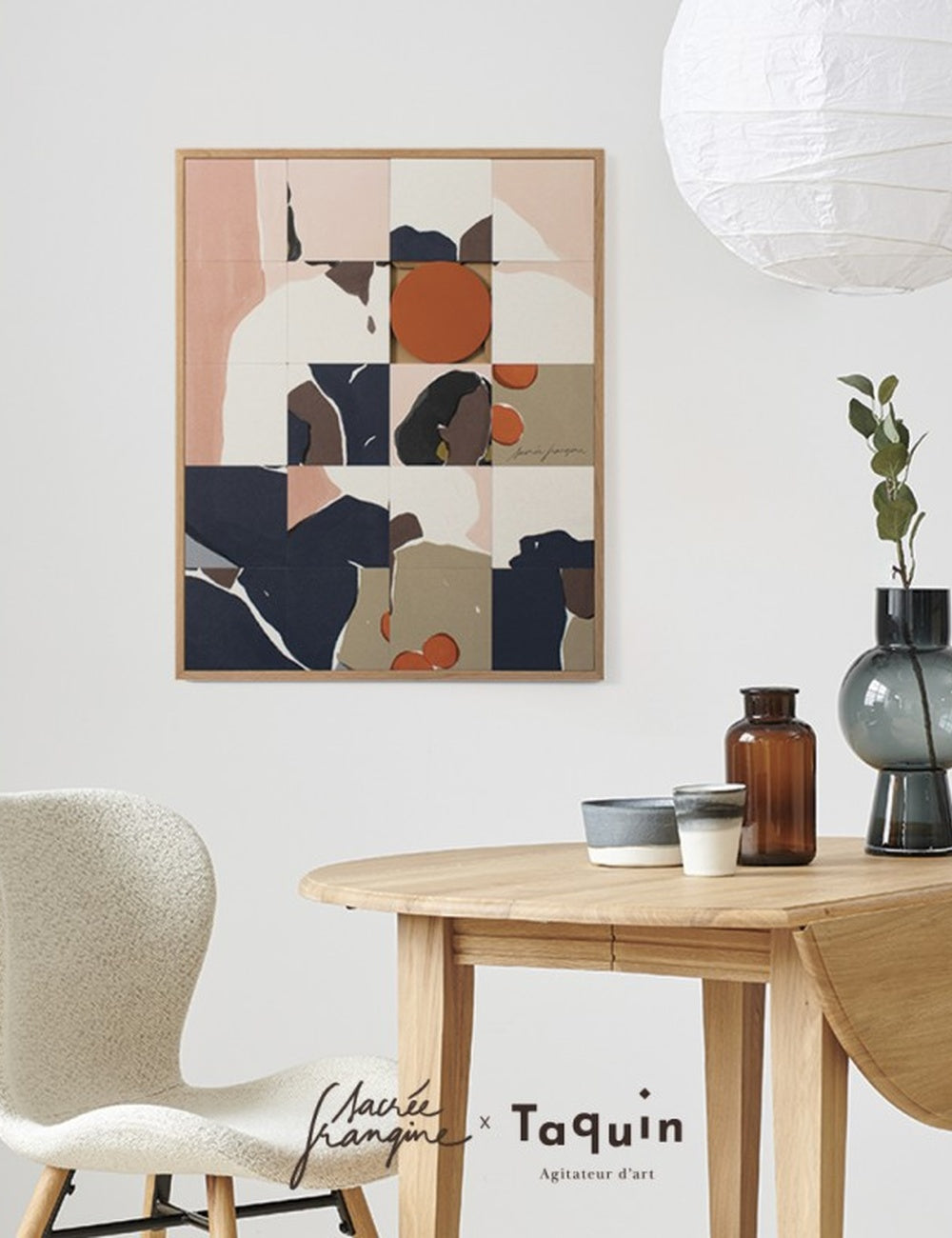 Neutral Abstract Linen Shirt Taquin Wall Art