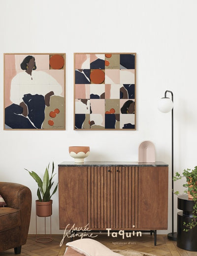 Neutral Abstract Linen Shirt Taquin Wall Art