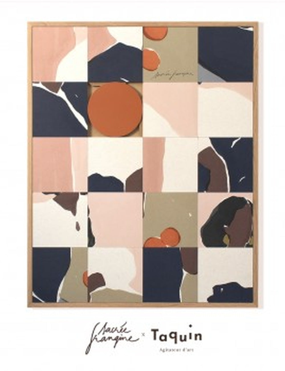 Neutral Abstract Linen Shirt Taquin Wall Art