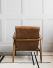 Mid-Century Button-and-Stud Brown Leather Armchair