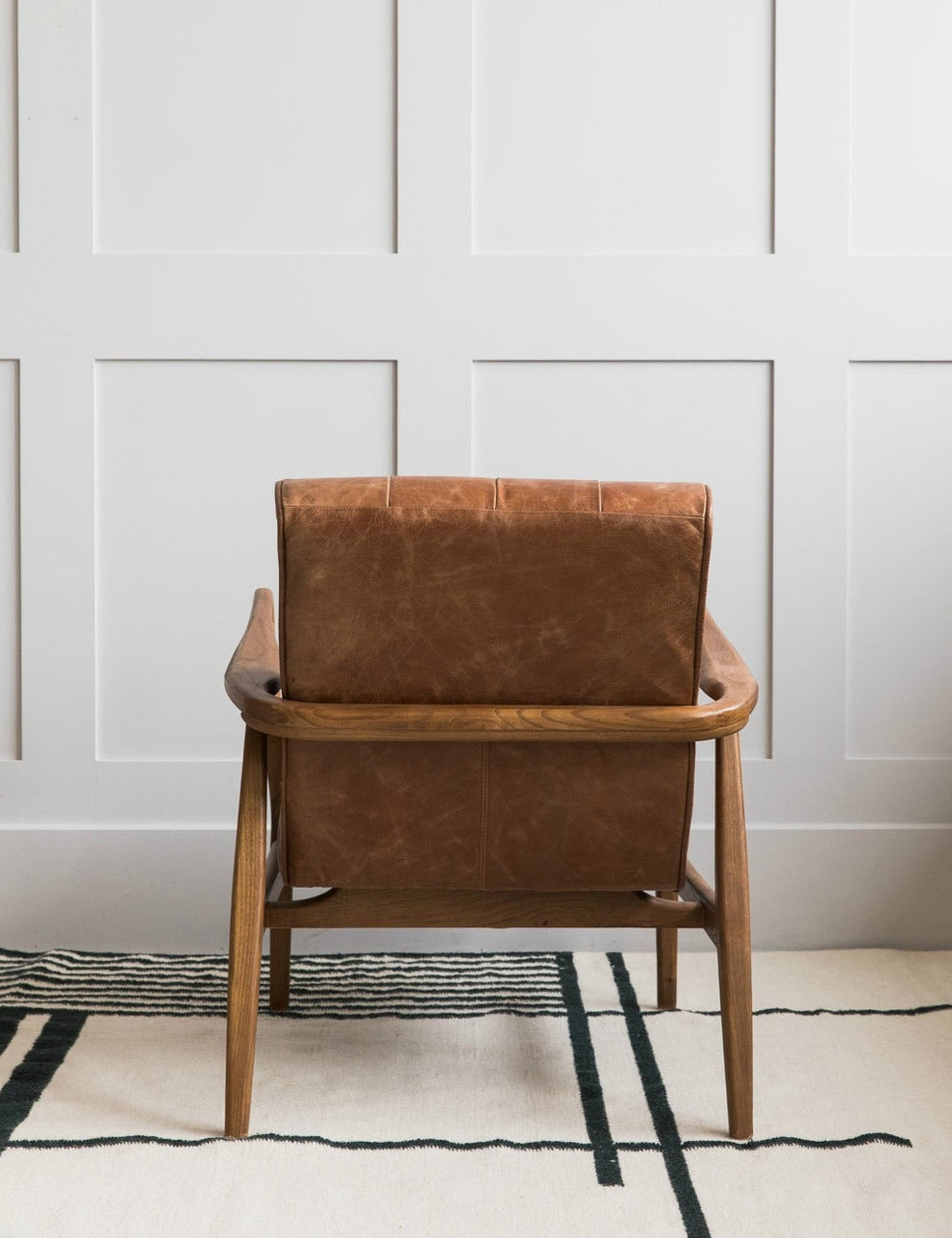 Mid-Century Button-and-Stud Brown Leather Armchair