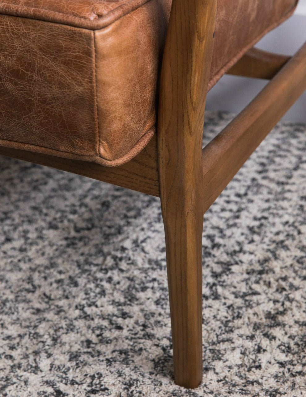 Mid-Century Button-and-Stud Brown Leather Armchair